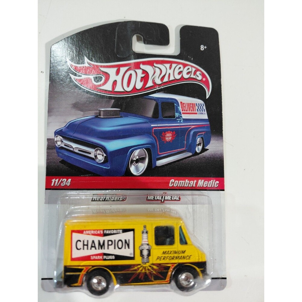 NIP Hot Wheels Delivery 1:64 Die Cast Champion Spark Plugs Combat Medic Van